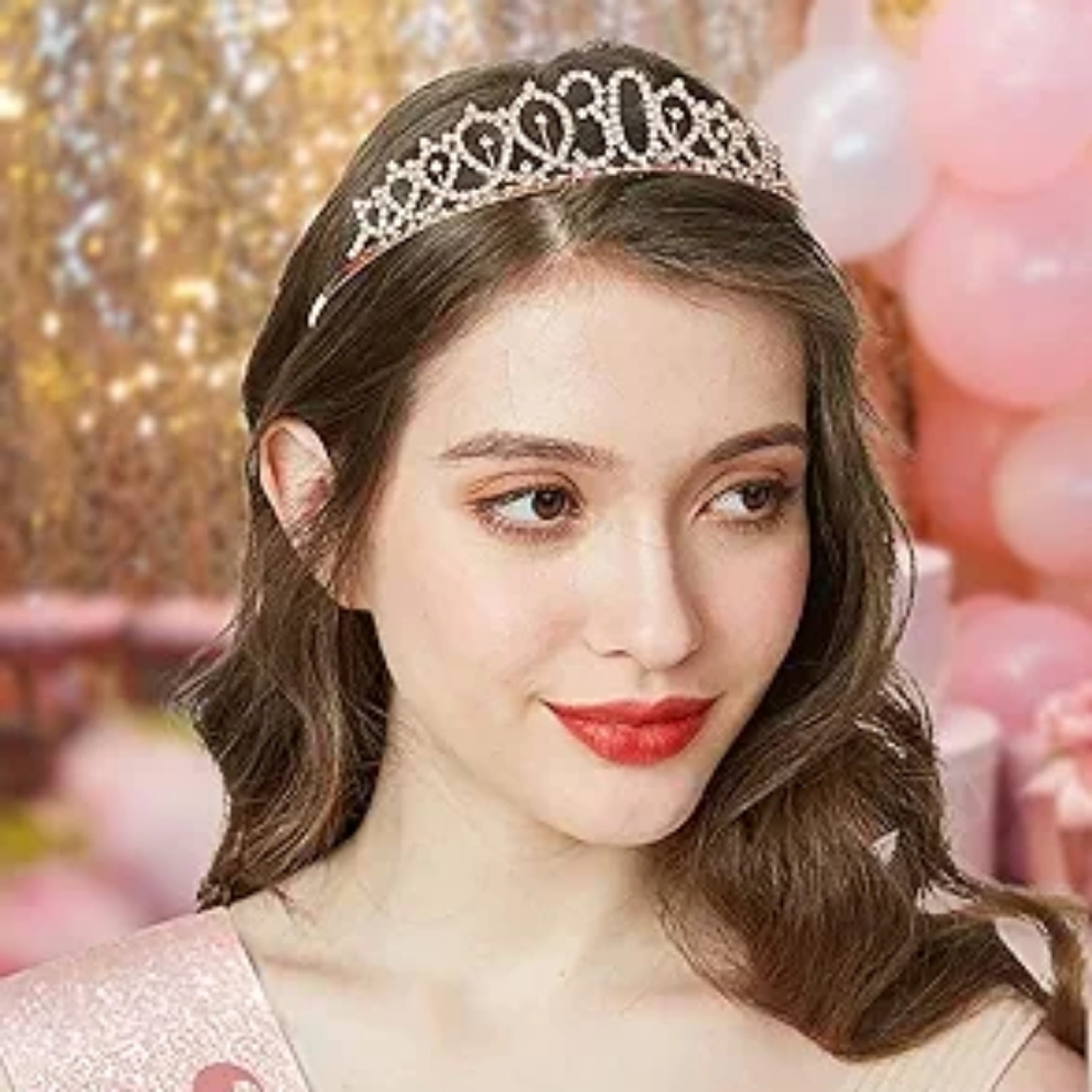 Silver Crystal Rhinestone Tiara Headband - Elegant Sparkle